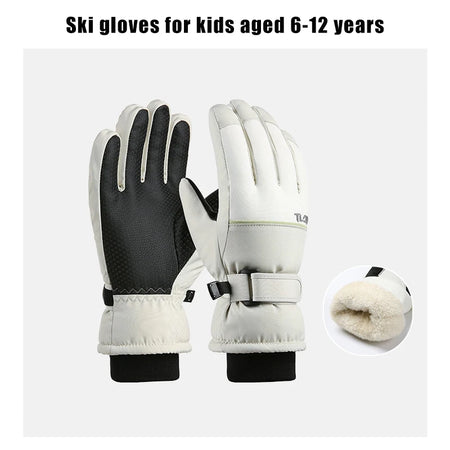Kids Winter Ski Gloves &ndash; Waterproof and Windproof Design Rice