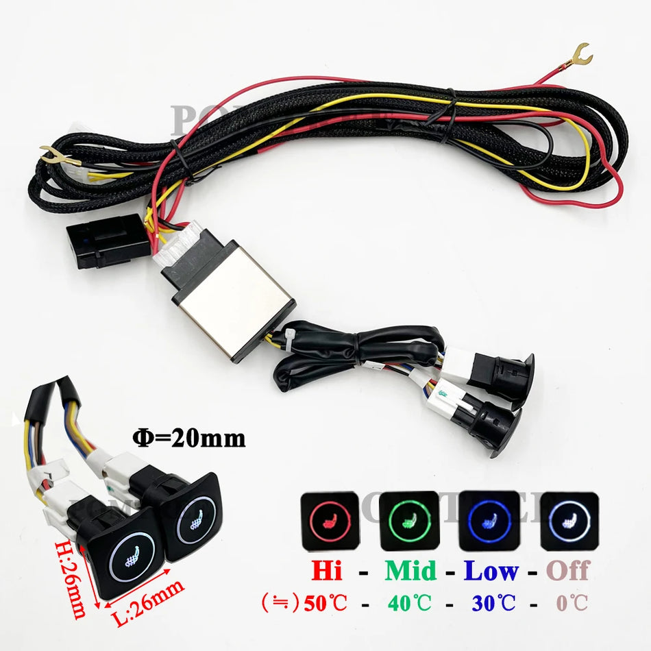 Universal Car Seat Heater Kit For Two Seats, 12V 27W Carbon Fiber Heating Pads