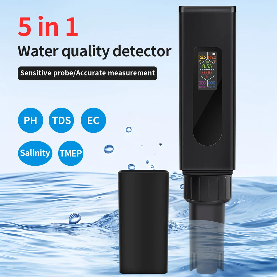5 in 1 Water Quality Tester - Rechargeable Type-C Design Default Title