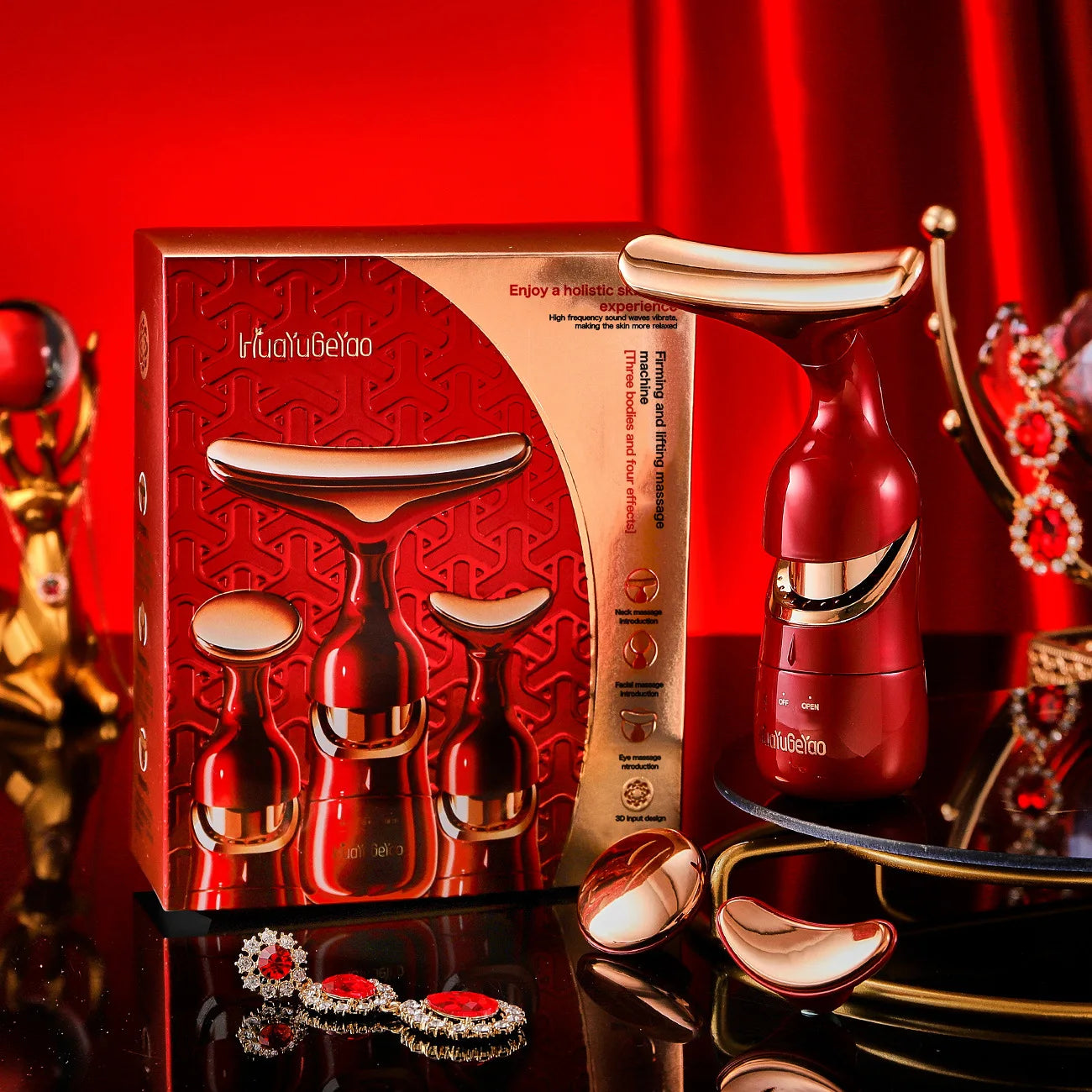 Lanthome 3-in-1 Facial Lifting &amp; Massage Device Red