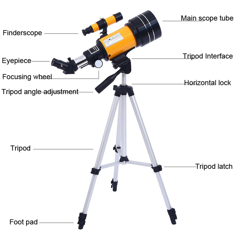 F30070M AZM70300 Telescope &ndash; 150x Zoom for Moon and Stars
