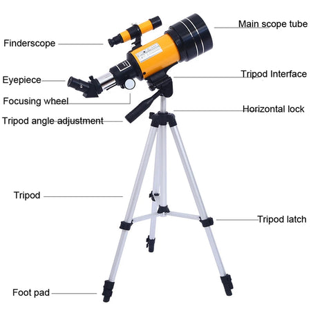 F30070M AZM70300 Telescope &ndash; 150x Zoom for Moon and Stars