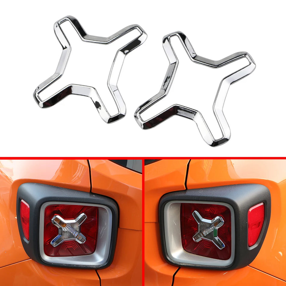 Two-Piece Tail Light Trim Sticker Kit for Jeep Renegade 2014-2019 ABS Chrome Rear Exterior Accessory