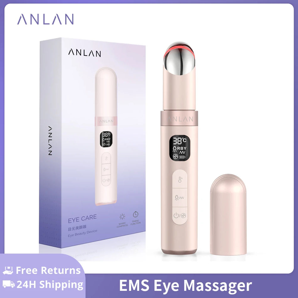 🟠 Anlan Electric EMS Eye Massager Eye Skincare Anti Age Wrinkle Skin Care Tool Tool Tool Δόνηση 45 ℃ Hot Massage Χαλαρώστε τα μάτια Φωτογραφική θεραπεία