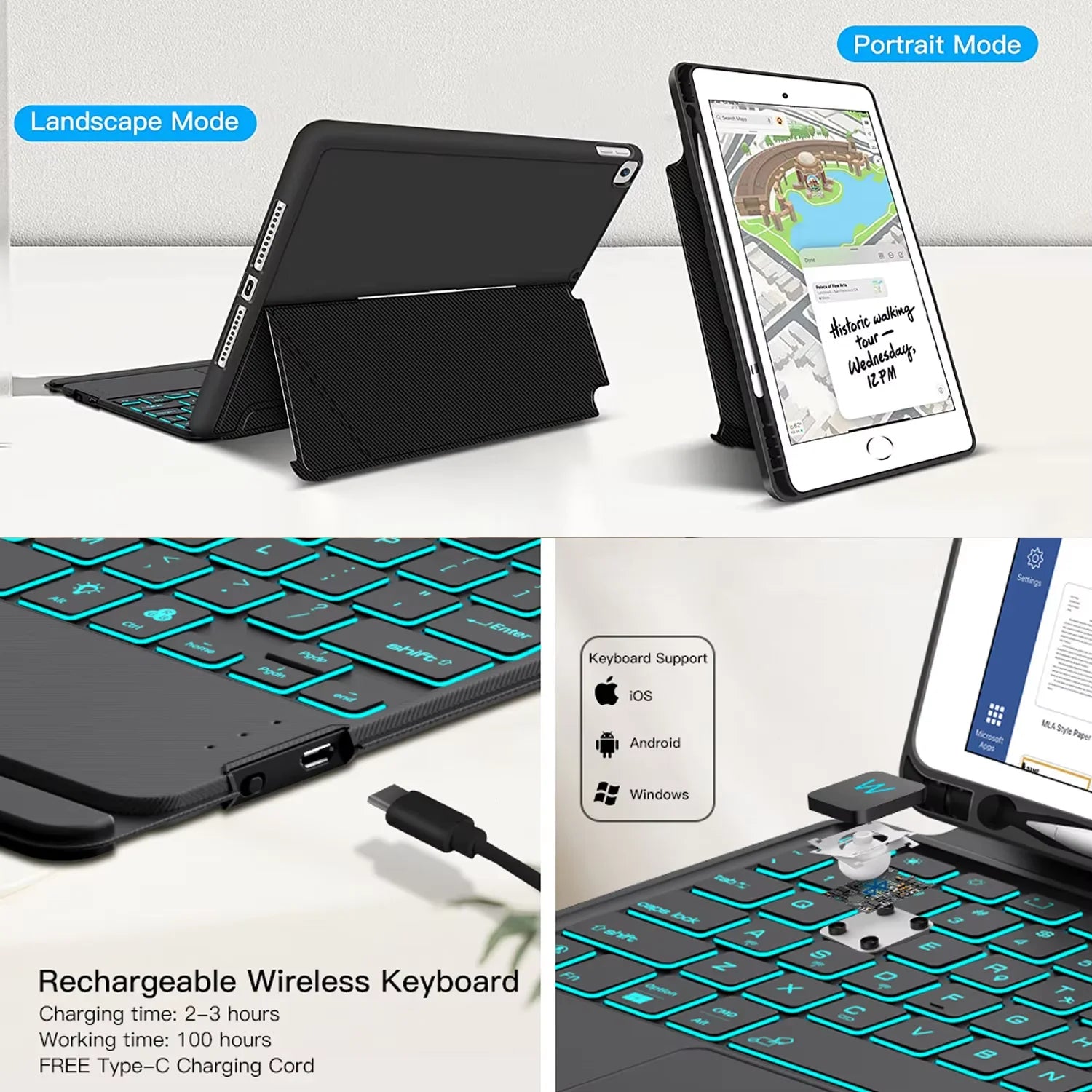 Split Keyboard Case for iPad Mini 6 &ndash; RGB Backlit Trackpad