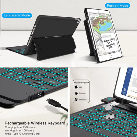 Split Keyboard Case for iPad Mini 6 &ndash; RGB Backlit Trackpad
