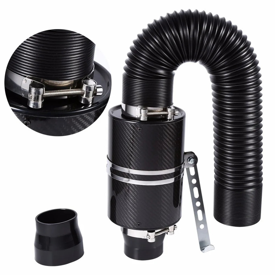 Carbon Fiber Cold Air Intake Kit, 3-Inch Universal Enclosed Hose