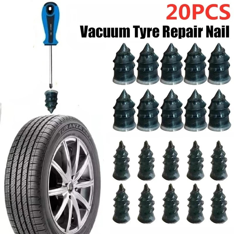 Vacuum Car Tyre Repair Rubber Nail Set - Tubeless Tire Screws Kit for Motorcycles &amp; Trucks