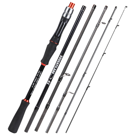 Sougayilang Ultralight Carbon Fiber Fishing Rod - 2.1m, 5 Sections, Portable for Travel 210cm spinnning rod