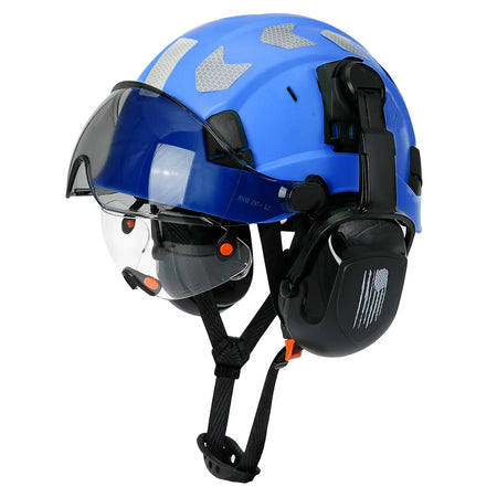 CE Construction Safety Helmet 4AQM0226 &ndash; Integrated Visor SF06 Blue