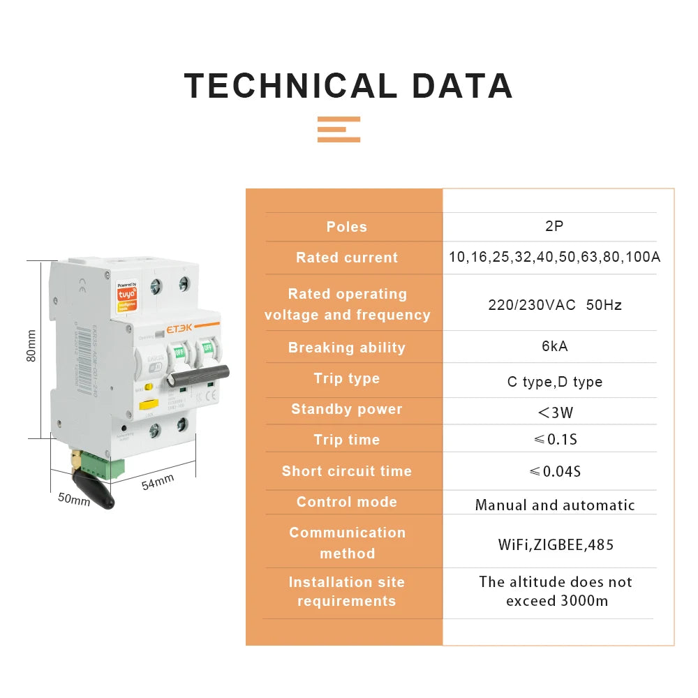 ETEK Smart Miniature Circuit Breaker with Metering - EKR3S