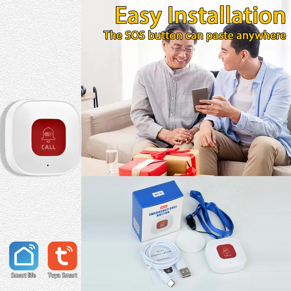 SMARSECUR Tuya WiFi Smart SOS Call Button - One Tap Alert