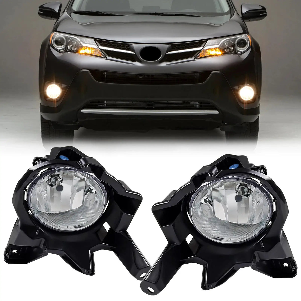 For Toyota RAV4 RAV 4 2013 2014 2015 Fog Light Bumper Lamp With Halogen Bulb Frame Cover Wires Switch Waterproof Car Accessories by InterCyprus Trading Ltd