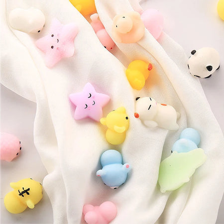 50PCS Kawaii Mini Mochi Squishies - Stress Relief Toys for Kids and Adults