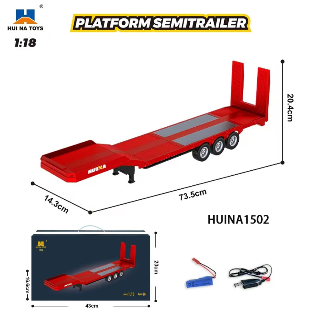 Huina 1To18 RC Truck 770S Scania Alloy &ndash; Light And Sound 1502 Red Platform