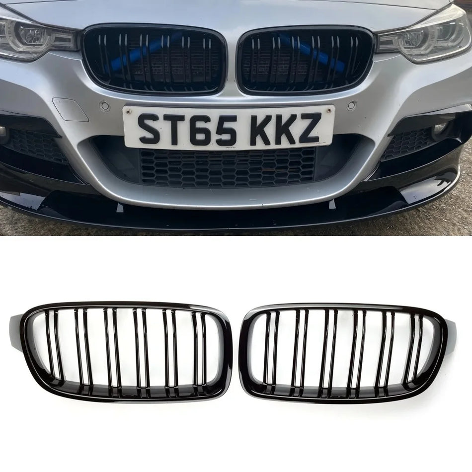 Premium grill wyścigowy przedni do BMW Serii 3 F30 F35, grill w stylu nerki, błyszczący czarny ABS
