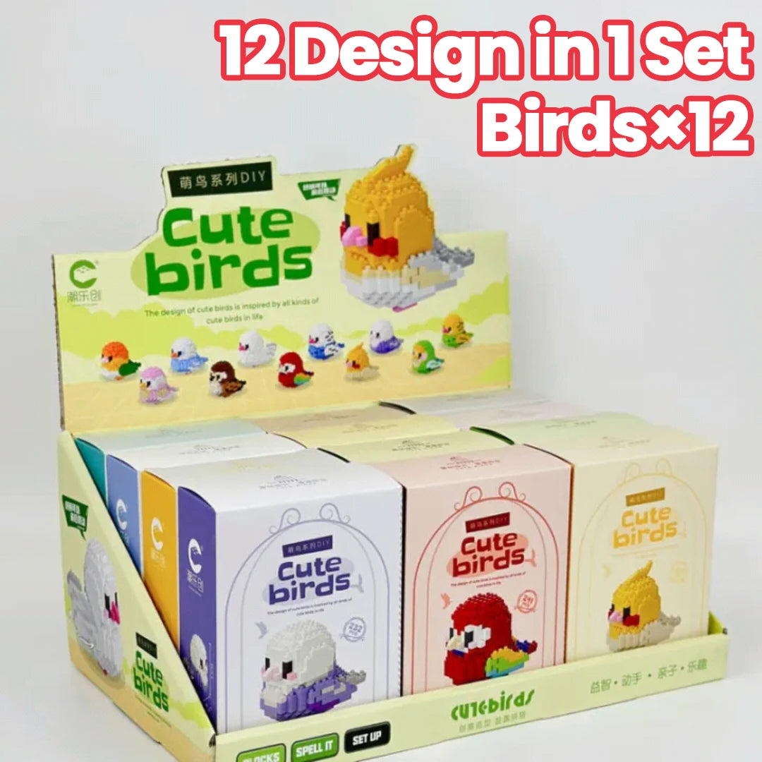 12-Set Mini Bird Building Blocks 3D Parrot &ndash; Cute Decor