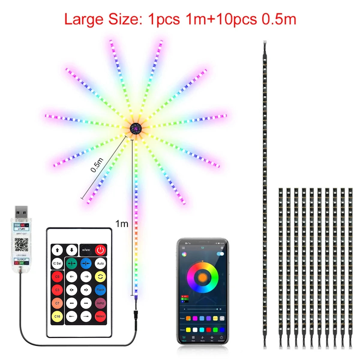 RGBIC Firework LED Strip 1PCS