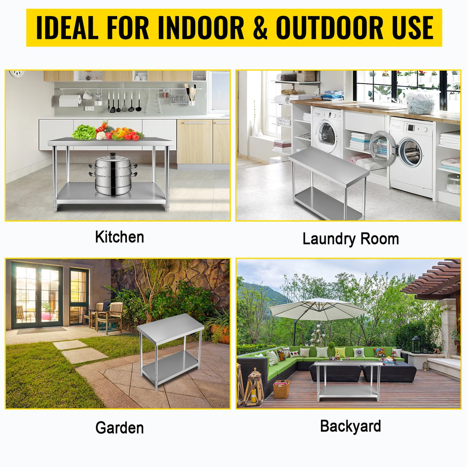 Stół roboczy ze stali nierdzewnej z półką dolną 48x18x34