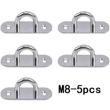 304-M6 M5 M8 Oval Eye Board Marine Deck Buckle Staple Boat Shade Sail Mounting Fastening Set - 304 Marine Grade Stainless Steel M8-5pcs