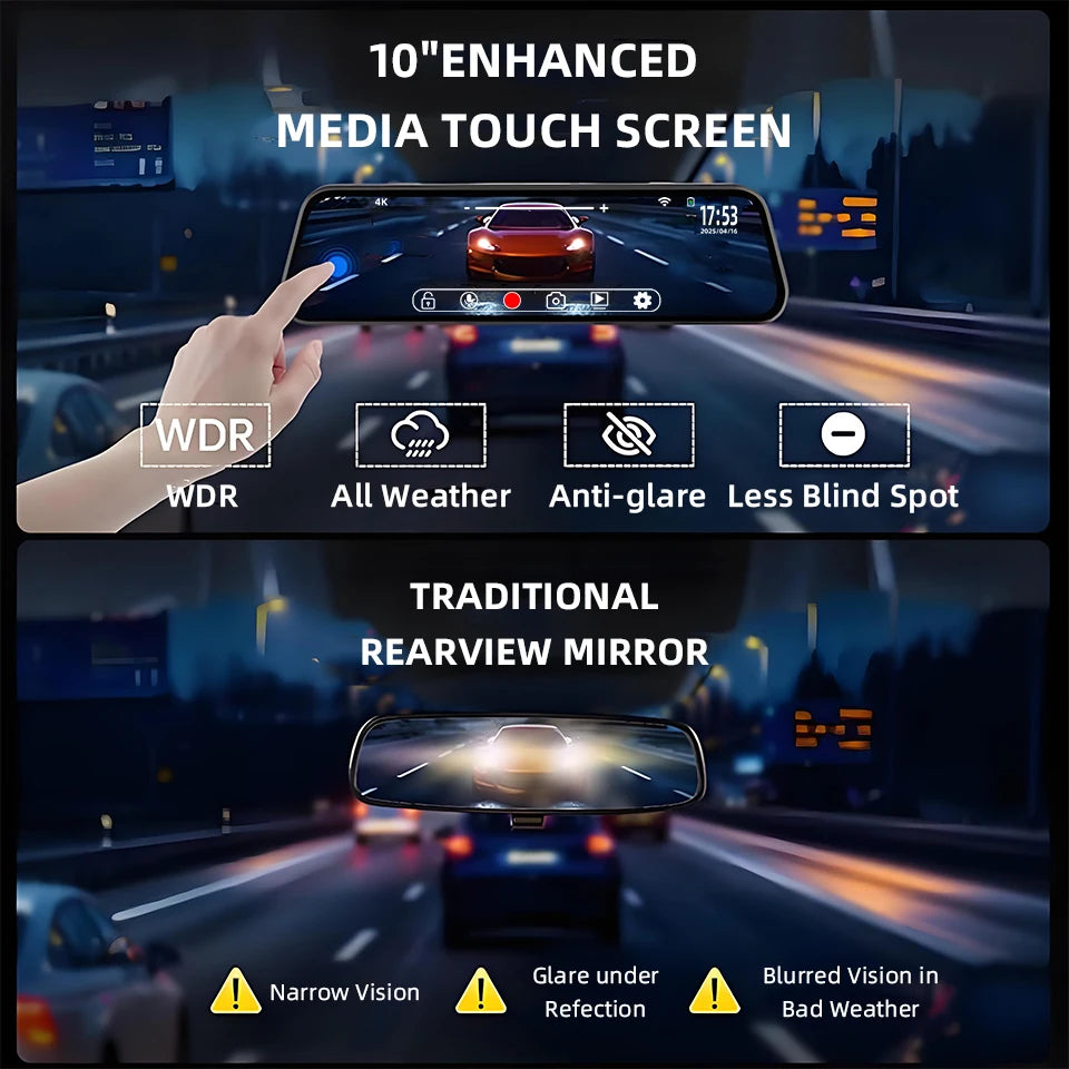 ACCEO Black Glass 4K Dashcam Mirror - Night Vision GPS