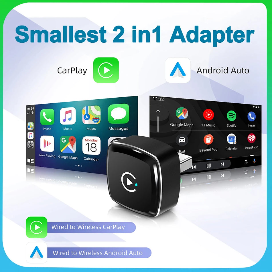 Adaptor Wireless CarPlay și Android Auto pentru Mașini, Plug and Play, WiFi