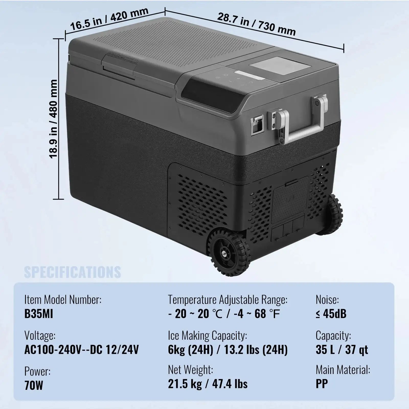 37QT Portable Car Refrigerator Ice Maker 12V 35L / france