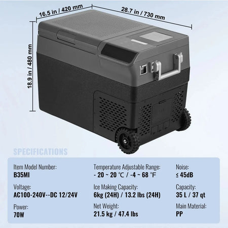37QT Portable Car Refrigerator Ice Maker 12V 35L / france