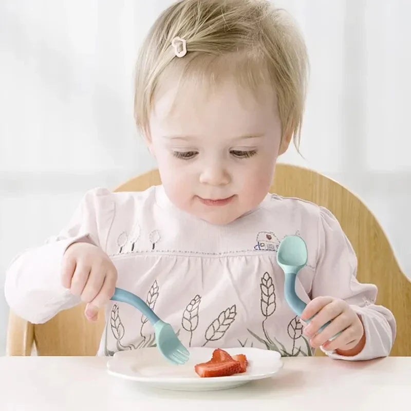 Bendable Baby Fork and Spoon Set for Easy Eating Training