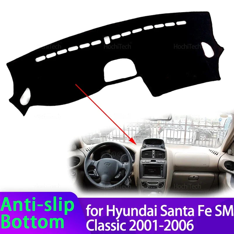 Alfombrilla de Tablero de Poliéster para Hyundai Santa Fe SM Classic 2001-2006