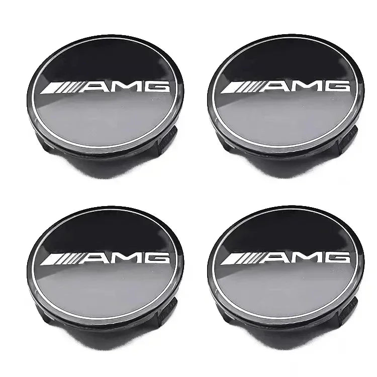 4PCS 75MM Car Hub Center Cover &ndash; Premium Mercedes Benz Emblem Design Black AMG