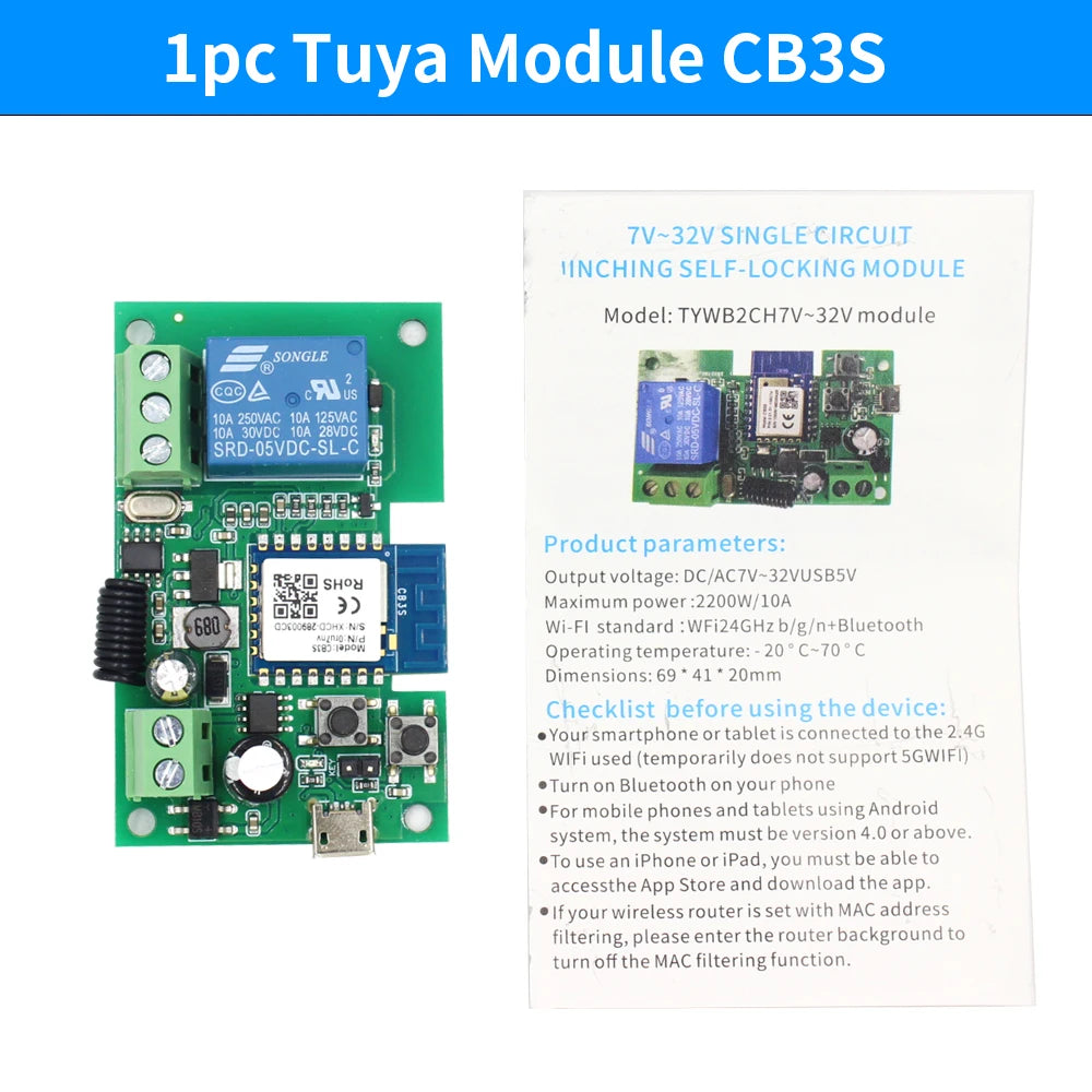 Cb3s &ndash; One Channel Tuya Smart WiFi Relay With Alexa App CB3S