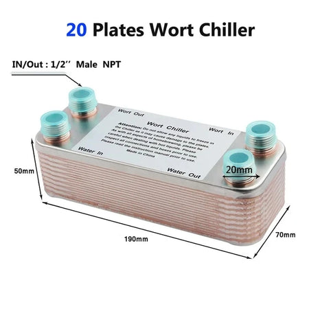 MRbrew Stainless Steel Plate Wort Chiller - Efficient Homebrew Cooler 20P / CHINA