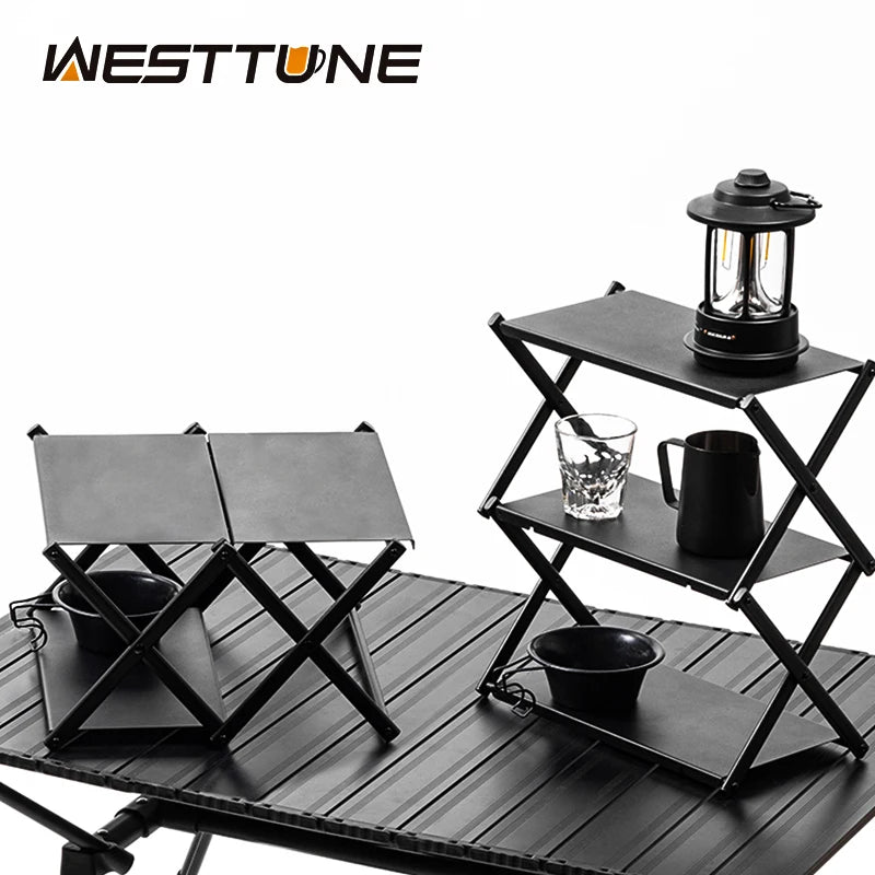 WESTTUNE Camping Three-Tier Rack &ndash; Portable Outdoor Storage Solution
