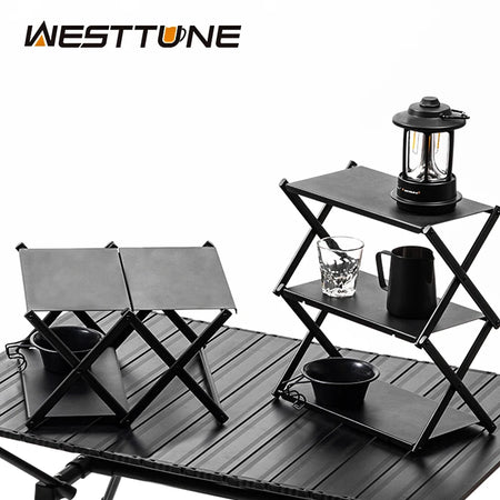 WESTTUNE Camping Three-Tier Rack &ndash; Portable Outdoor Storage Solution