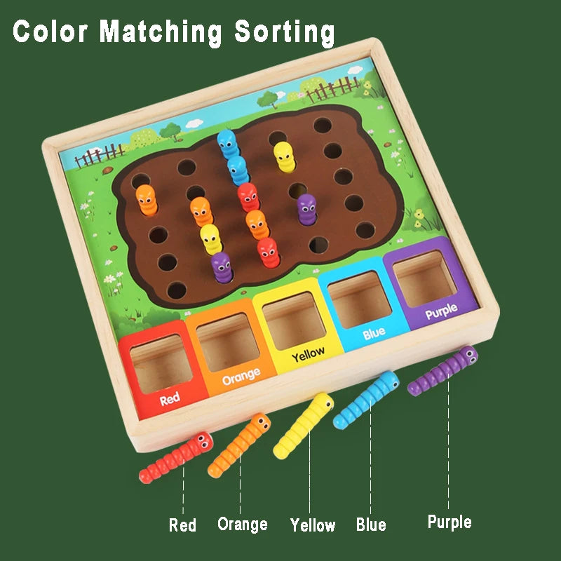 Worm Catch Game &ndash; Montessori Colour Sorting Sensory Toy