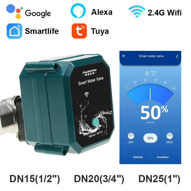 304SS kroglični ventil s Tuya WiFi, 1/2, 3/4, 1 palca za Alexa in Google Assistant