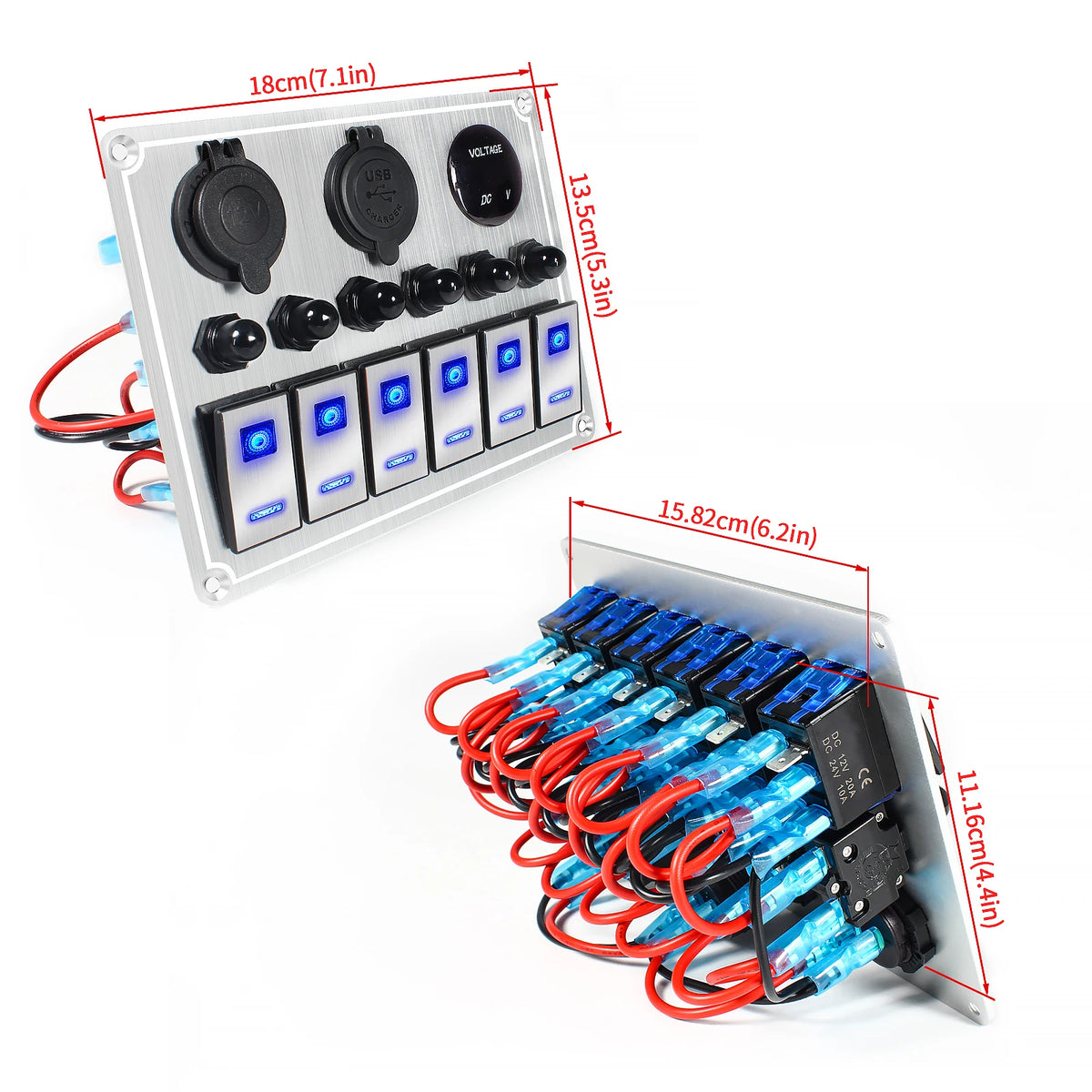 Premium 4/6 Gang Waterproof Switch Panel with Digital Voltmeter and Dual USB Ports