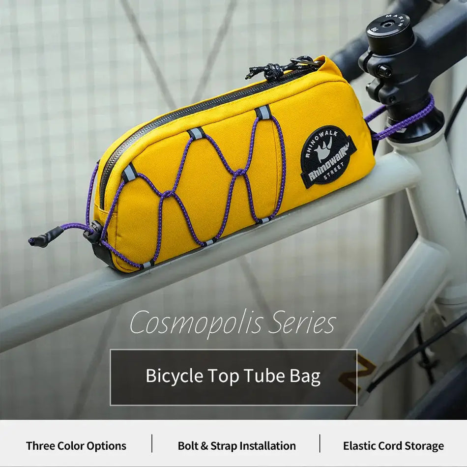 Rhinowalk Bicycle Top Tube Bag Cycling Frame Storage Pack Phone Pouch Elastic Cord Slim Design For Road MTB Mountain Gravel Bike by InterCyprus Trading Ltd