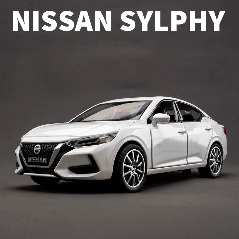 Modelo de Carro em Liga de Alumínio Fundido 1:32 com Som e Luz para Nissan Sylphy