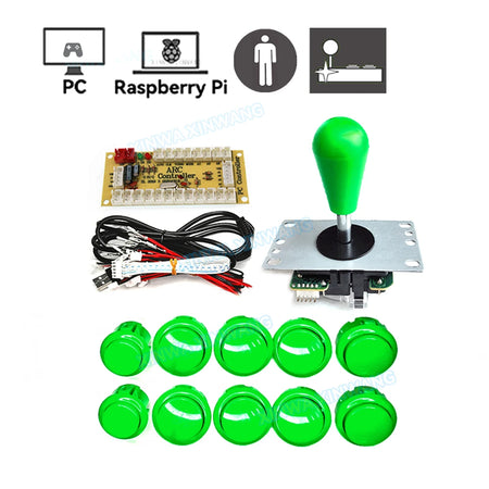 Arcade Joystick DIY Kit for PC and Raspberry Pi 1 player green