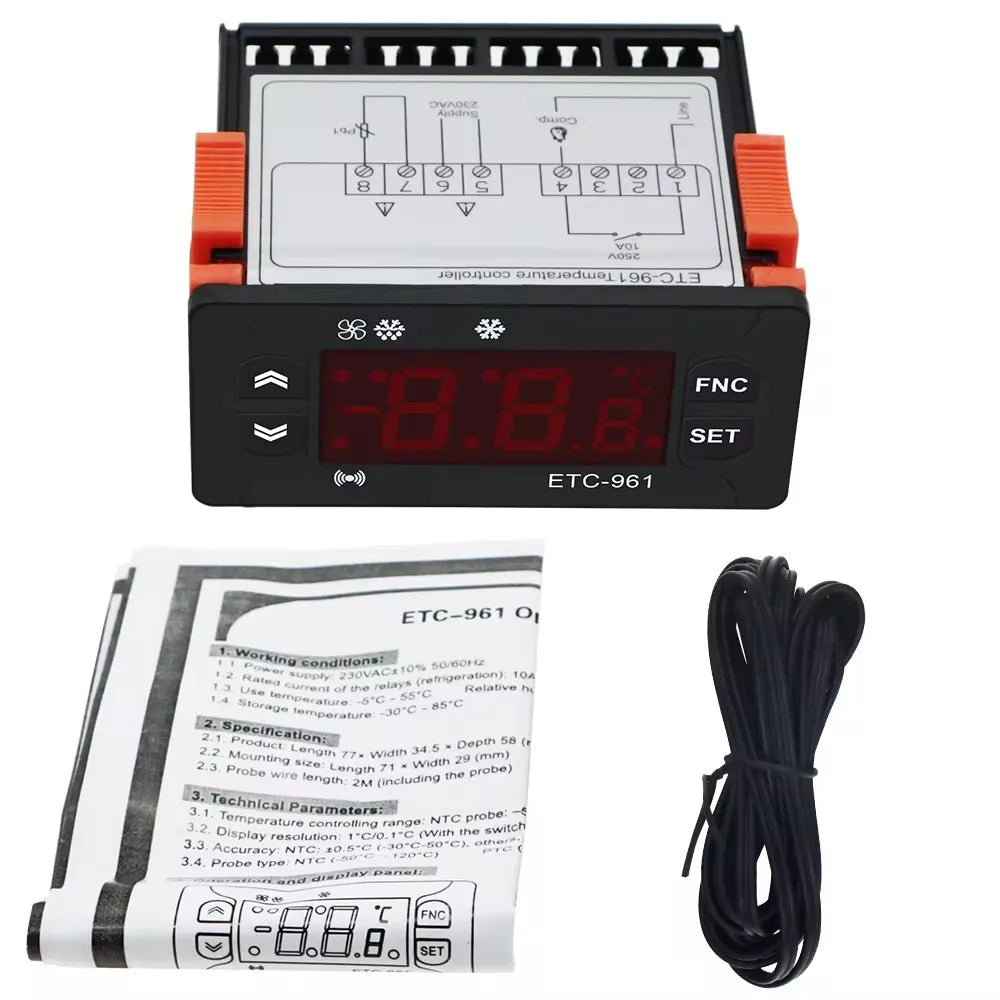 ETC-961 &ndash; 220V Thermostat Humidity Controller NTC Sensor 1pc