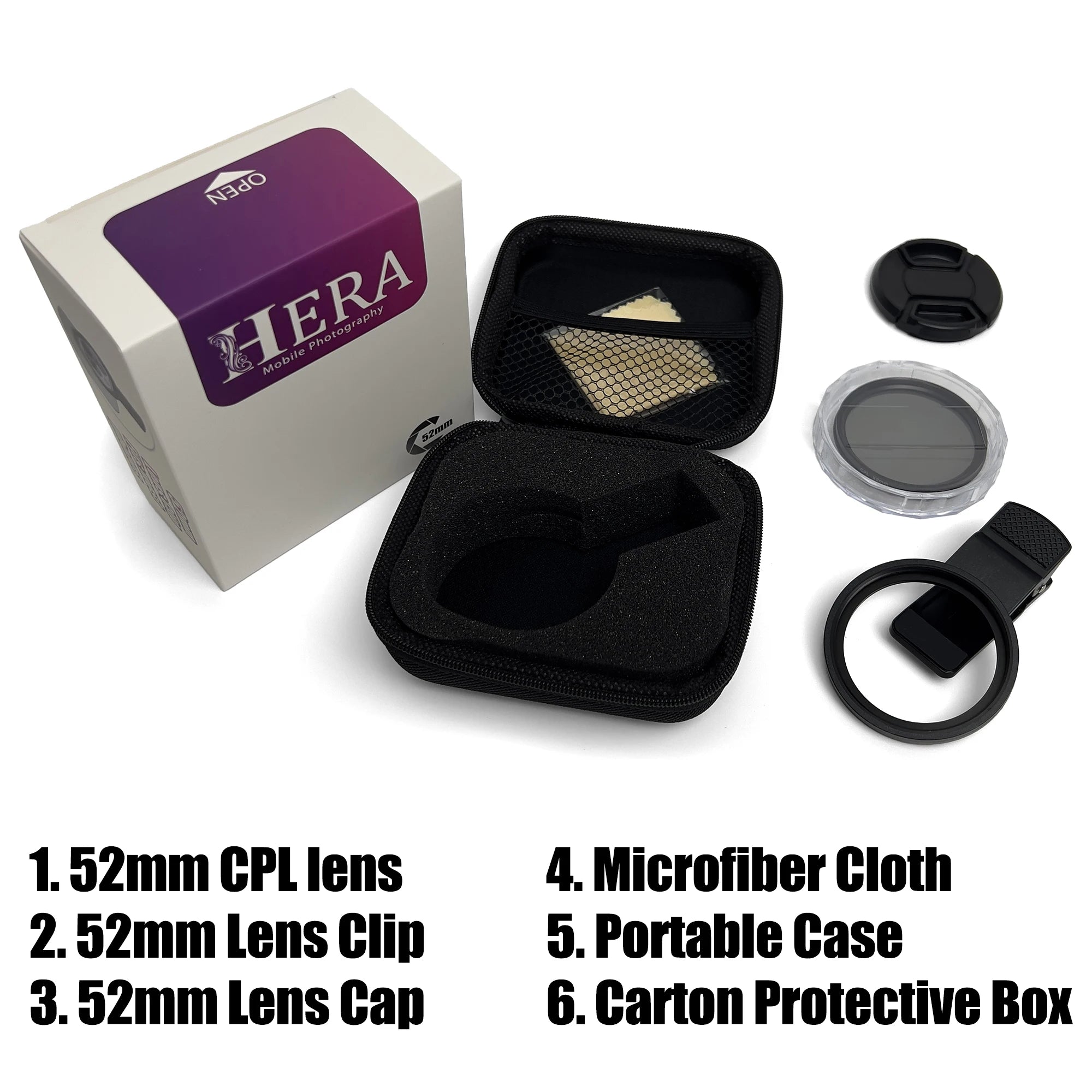 Universal 52mm Portable Polarizer CPL &ndash; No Reflections