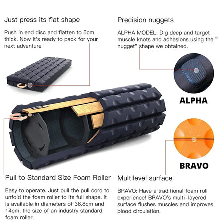 Foam Roller Bravo-Sage &ndash; Collapsible Travel Design for Back Pain Relief