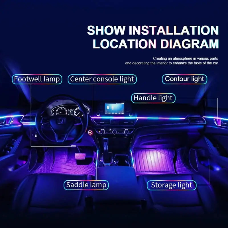 LED Interior Ambient Light Strip RGB Acrylic for Universal BMW Benz Audi Golf by InterCyprus Trading Ltd