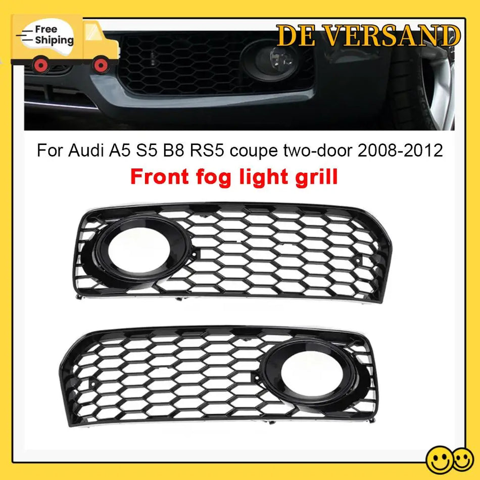 Front-Nebelscheinwerfer-Grill für Audi A5 S5 2008–2012 Waben-Design, schwarze Ausführung, Aftermarket Ersatz