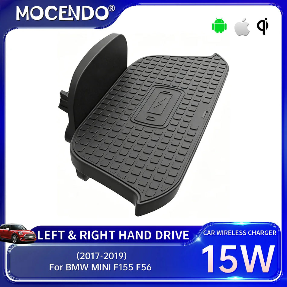 Tapis de chargeur sans fil rapide Qi 15W pour BMW Mini F55 F56 RHD LHD