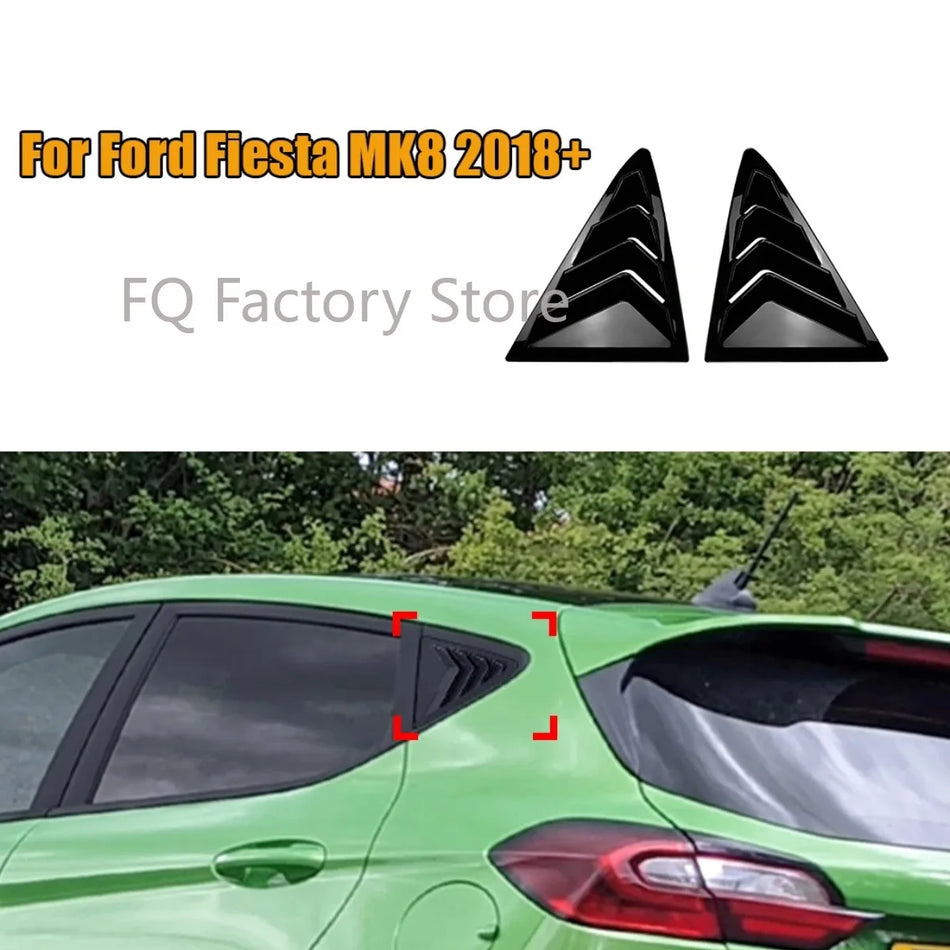 Rear Window Blinds Glossy Black ABS for Ford Fiesta MK8