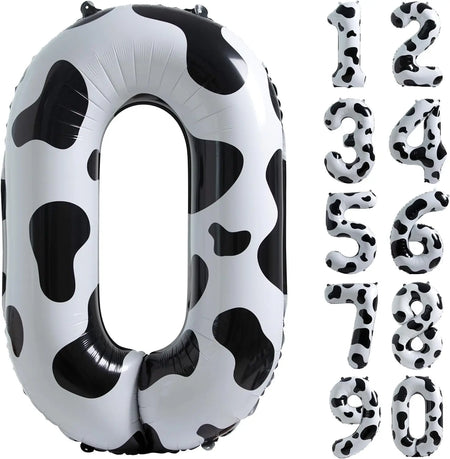 40-Inch Cow Print Number Balloon for Kids' Birthday and Party Decor