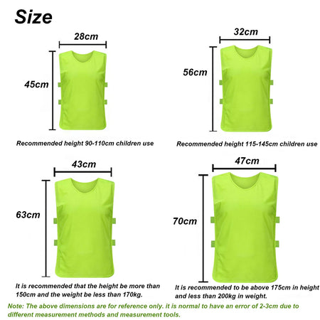 Breathable Soccer Training Vests for Kids and Adults - 6 Pack